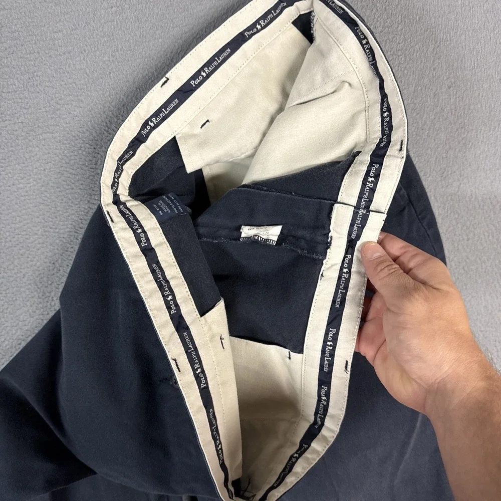 Polo Ralph Lauren Pants Mens 38x32 Blue Andrew Pant Pleated Chino Cotton Vintage